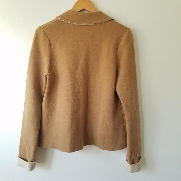 Anthropologie HWR Monogram Wool Blend Camel Double Breasted  Coat  Small - Picture 4 of 14